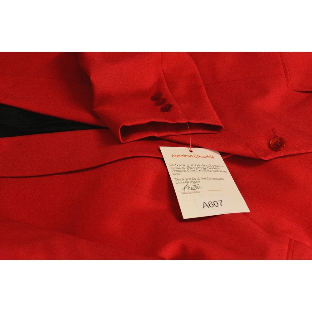 90s Vintage Bill Blass Red Blazer Mens 40R Shawl Lapel 1 Button Formal Jacket